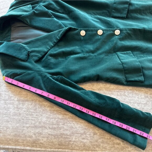 Vintage Prestige Of Boston Green Velvet Blazer Size 16 With Silver Buttons - Picture 11 of 12